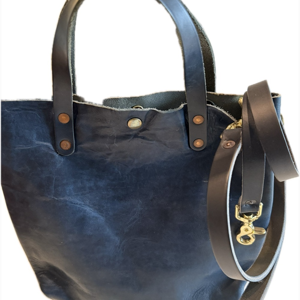 KMM & Co- Handmade leather mini tote in Navy
